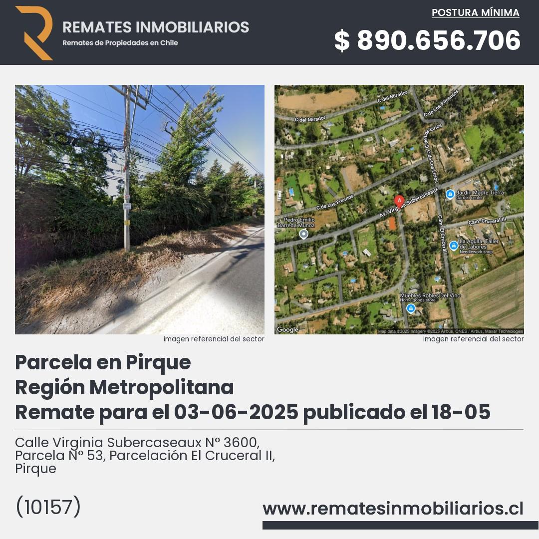 Imagen ficha Calle Virginia Subercaseaux N° 3600, Parcela N° 53, Parcelación El Cruceral II, Pirque