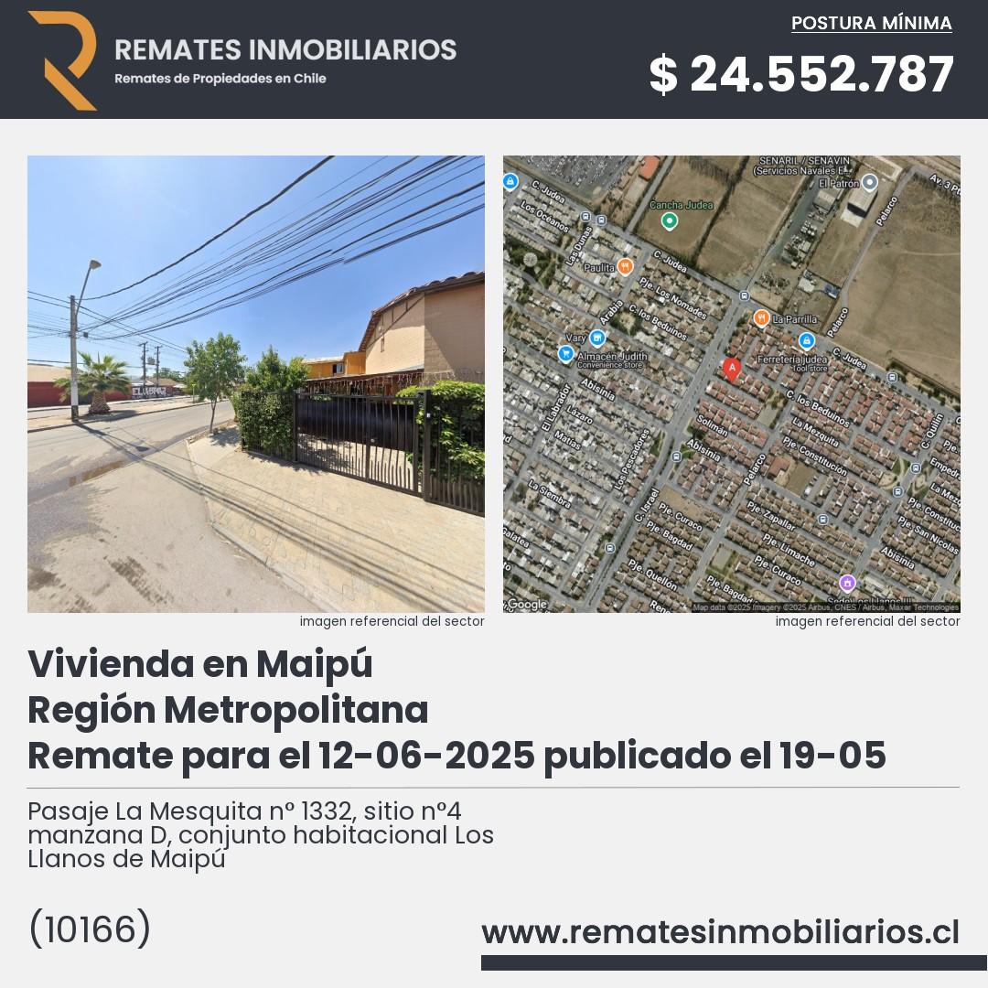 Imagen ficha Pasaje La Mesquita n° 1332, sitio n°4 manzana D, conjunto habitacional Los Llanos de Maipú