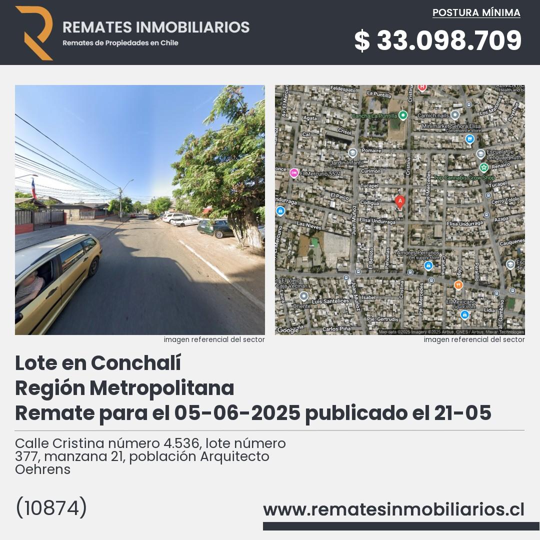 Imagen ficha Calle Cristina número 4.536, lote número 377, manzana 21, población Arquitecto Oehrens