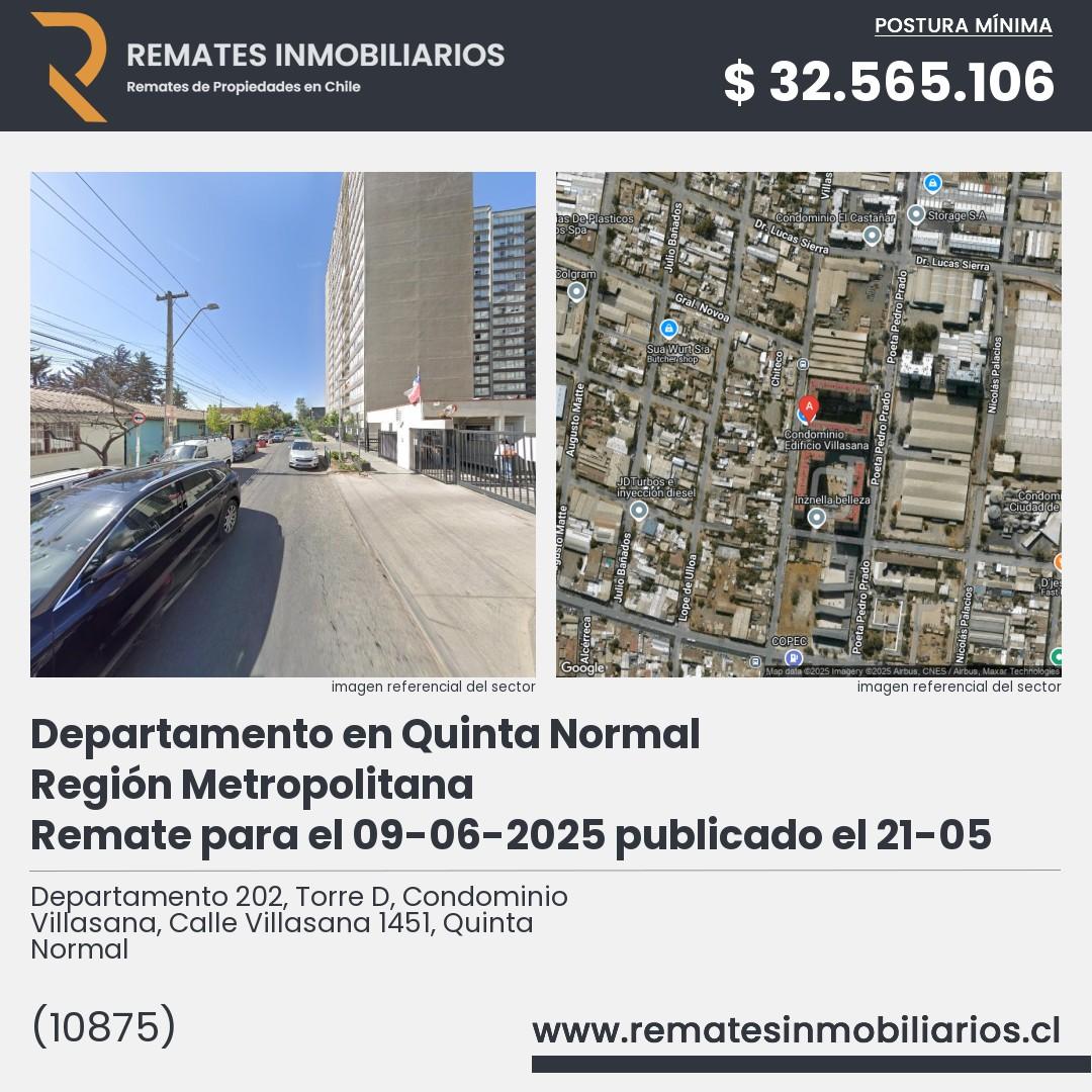 Imagen ficha Departamento 202, Torre D, Condominio Villasana, Calle Villasana 1451, Quinta Normal