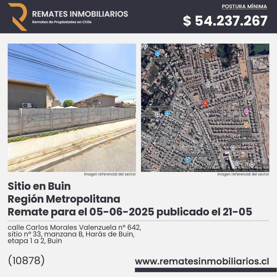 Imagen ficha calle Carlos Morales Valenzuela n° 642, sitio n° 33, manzana B, Harás de Buin, etapa 1 a 2, Buin