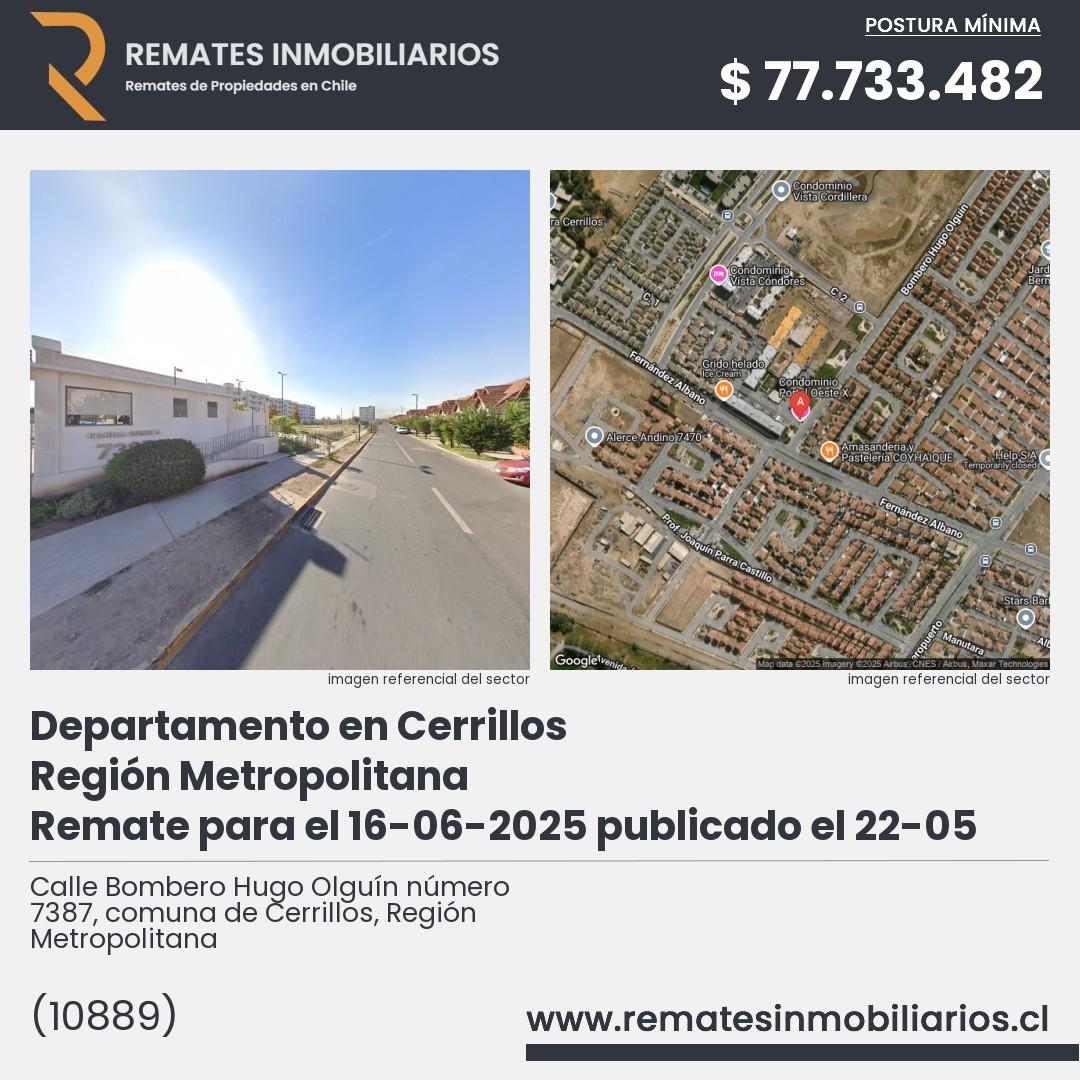 Imagen ficha Calle Bombero Hugo Olguín número 7387, comuna de Cerrillos, Región Metropolitana