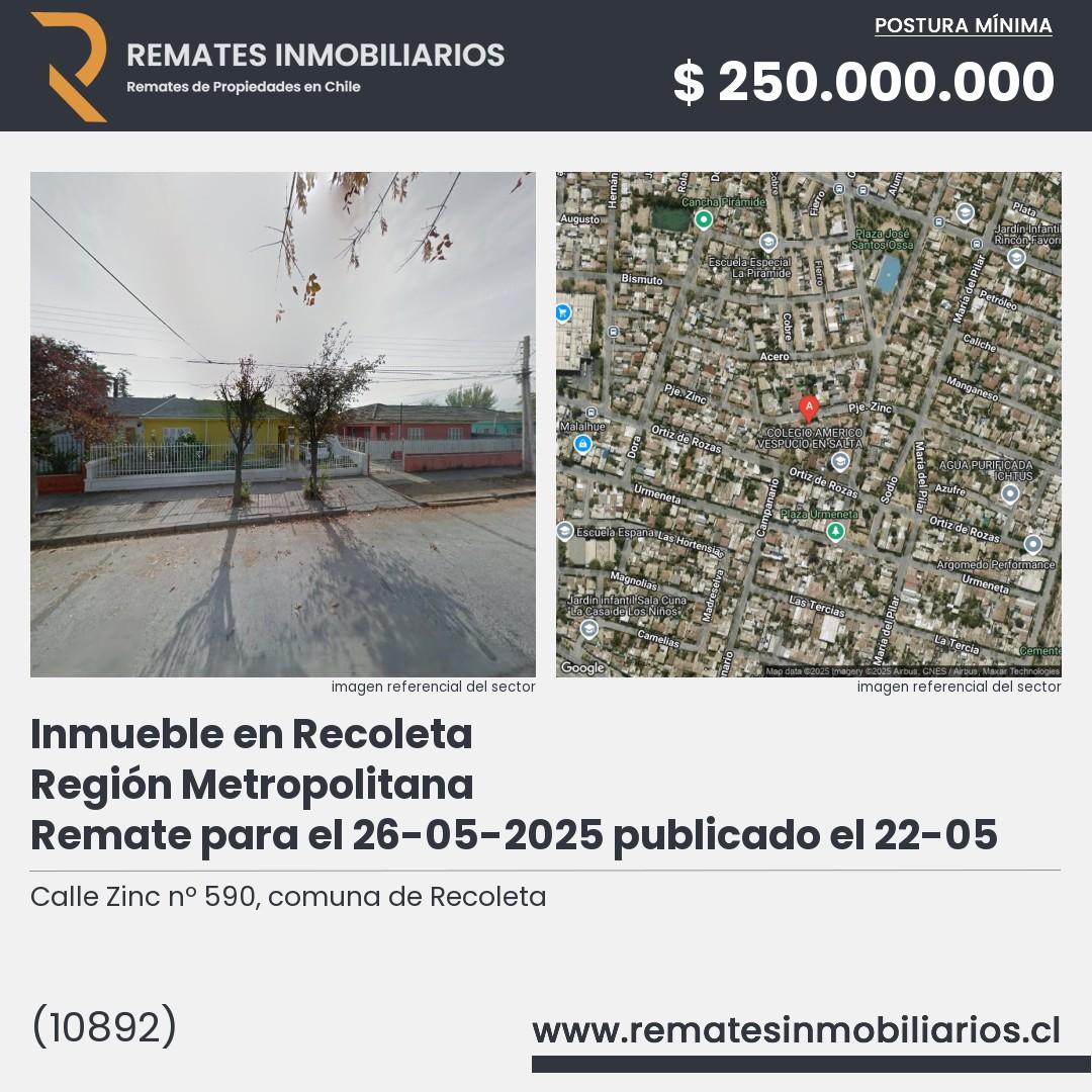 Imagen ficha Calle Zinc nº 590, comuna de Recoleta
