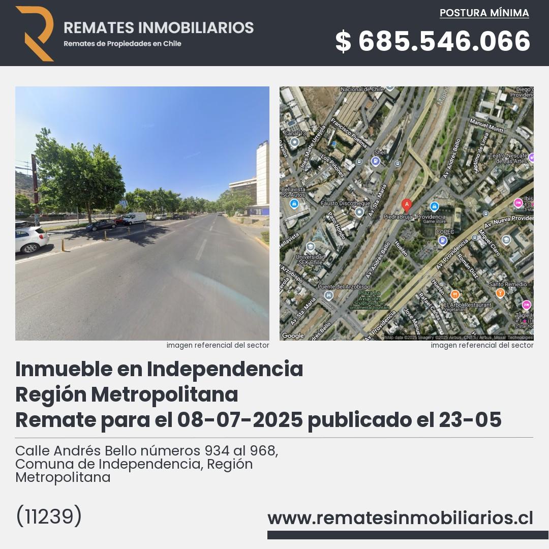 Imagen ficha Calle Andrés Bello números 934 al 968, Comuna de Independencia, Región Metropolitana