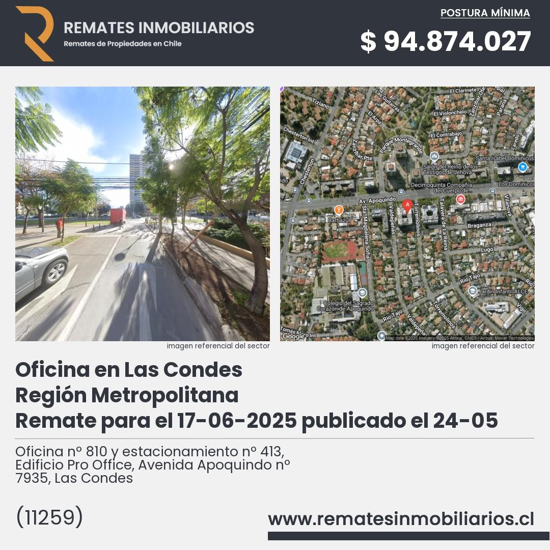 Imagen ficha Oficina nº 810 y estacionamiento nº 413, Edificio Pro Office, Avenida Apoquindo nº 7935, Las Condes