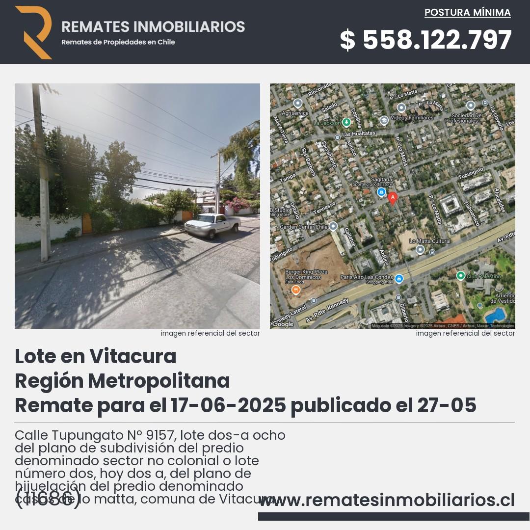 Imagen ficha Calle Tupungato Nº 9157, lote dos-a ocho del plano de subdivisión del predio denominado sector no colonial o lote número dos, hoy dos a, del plano de hijuelación del predio denominado casas de lo matta, comuna de Vitacura