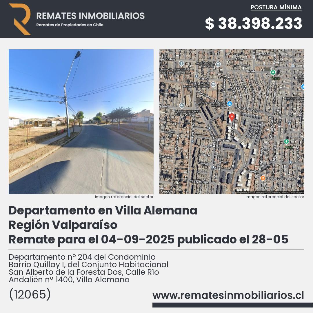 Imagen ficha Departamento nº 204 del Condominio Barrio Quillay I, del Conjunto Habitacional San Alberto de la Foresta Dos, Calle Río Andalién nº 1400, Villa Alemana