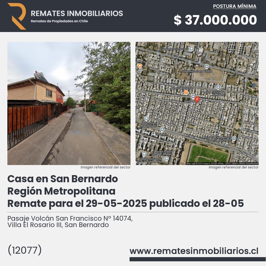 Imagen ficha Pasaje Volcán San Francisco Nº 14074, Villa El Rosario III, San Bernardo