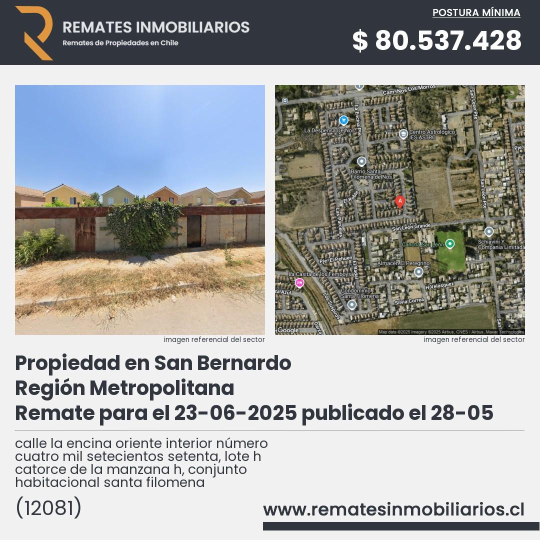 Imagen ficha calle la encina oriente interior número cuatro mil setecientos setenta, lote h catorce de la manzana h, conjunto habitacional santa filomena