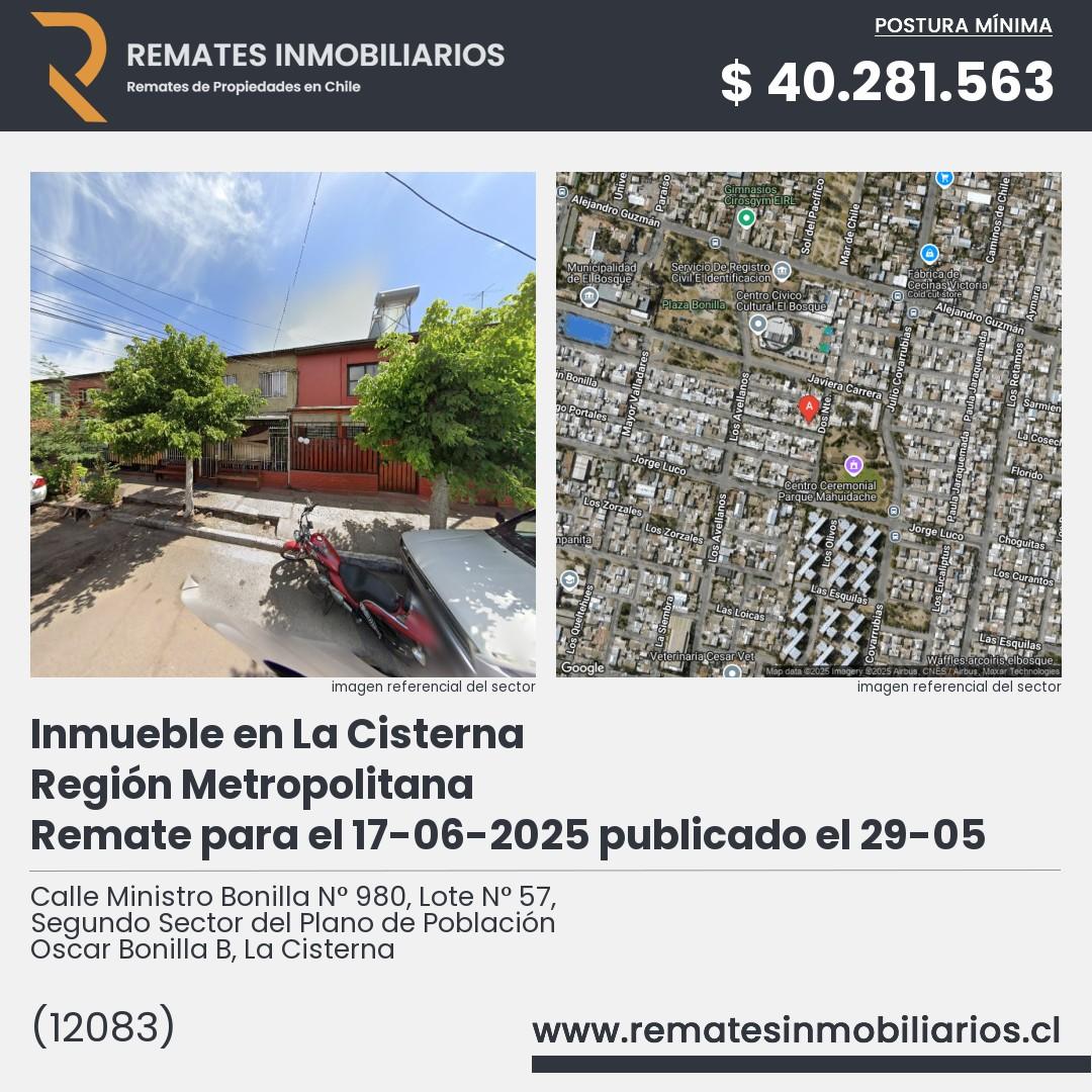 Imagen ficha Calle Ministro Bonilla N° 980, Lote N° 57, Segundo Sector del Plano de Población Oscar Bonilla B, La Cisterna