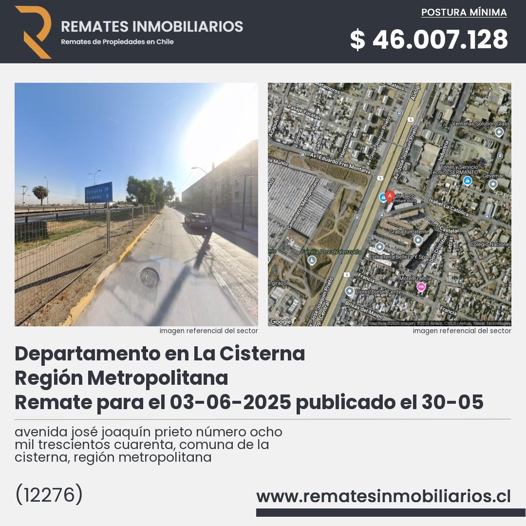 Imagen ficha avenida josé joaquín prieto número ocho mil trescientos cuarenta, comuna de la cisterna, región metropolitana