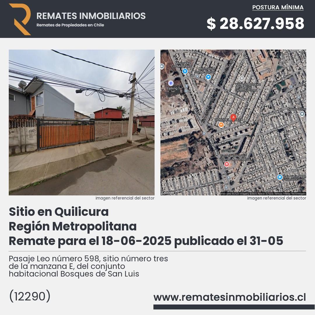 Imagen ficha Pasaje Leo número 598, sitio número tres de la manzana E, del conjunto habitacional Bosques de San Luis