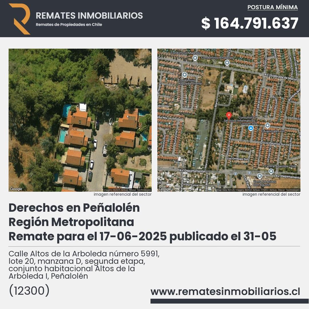 Imagen ficha Calle Altos de la Arboleda número 5991, lote 20, manzana D, segunda etapa, conjunto habitacional Altos de la Arboleda I, Peñalolén