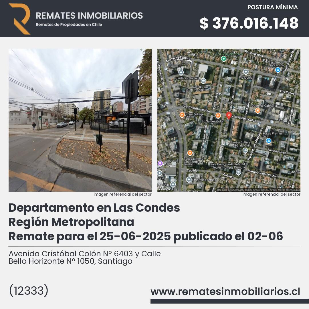 Imagen ficha Avenida Cristóbal Colón Nº 6403 y Calle Bello Horizonte Nº 1050, Santiago