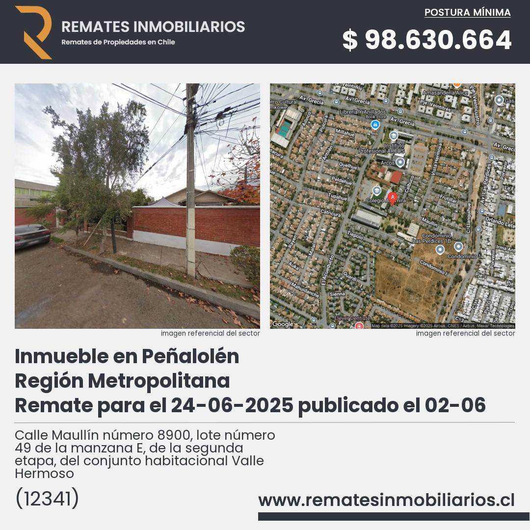 Imagen ficha Calle Maullín número 8900, lote número 49 de la manzana E, de la segunda etapa, del conjunto habitacional Valle Hermoso