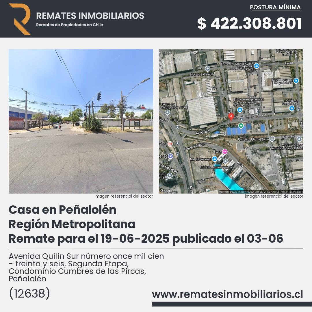 Imagen ficha Avenida Quilín Sur número once mil cien - treinta y seis, Segunda Etapa, Condominio Cumbres de las Pircas, Peñalolén