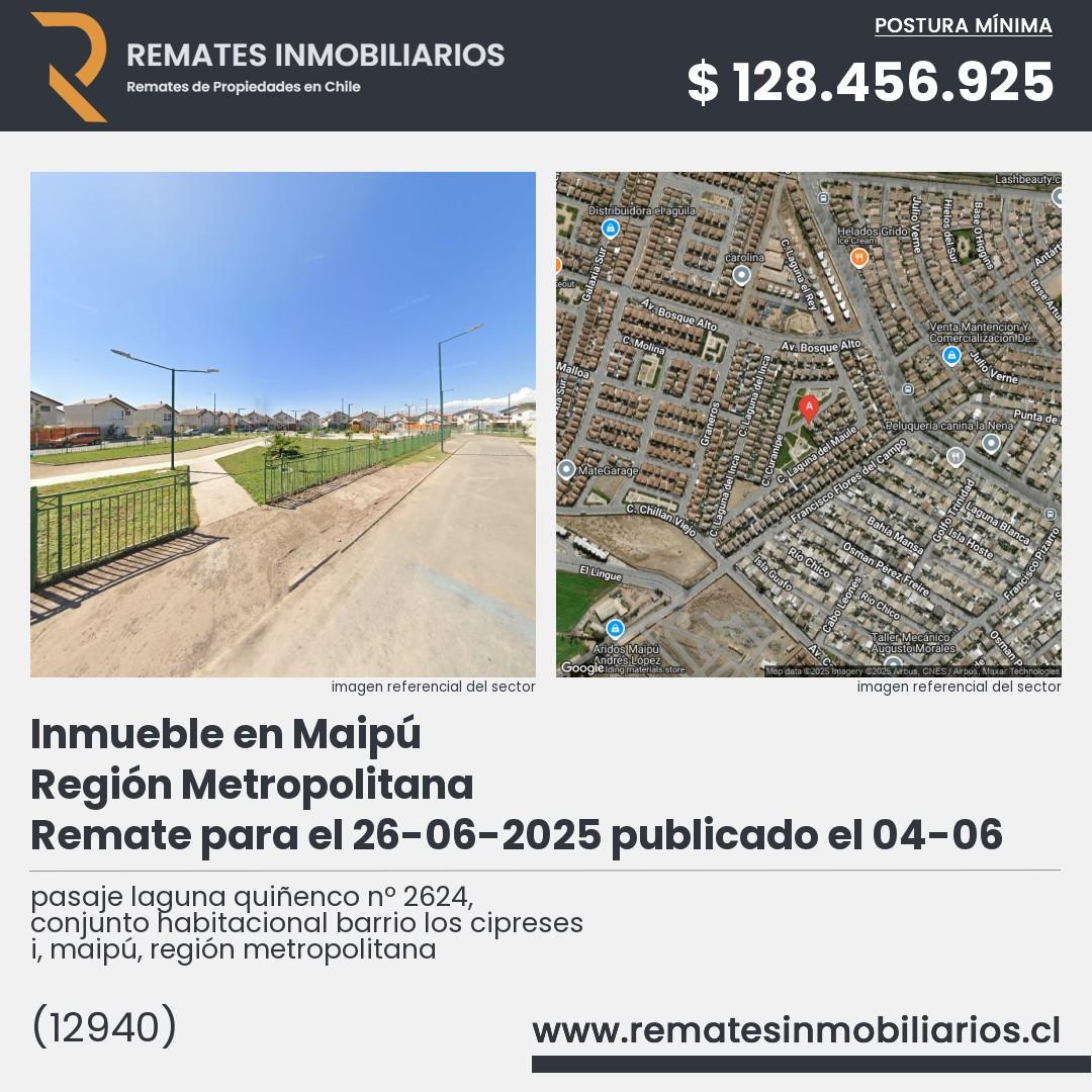 Imagen ficha pasaje laguna quiñenco nº 2624, conjunto habitacional barrio los cipreses i, maipú, región metropolitana