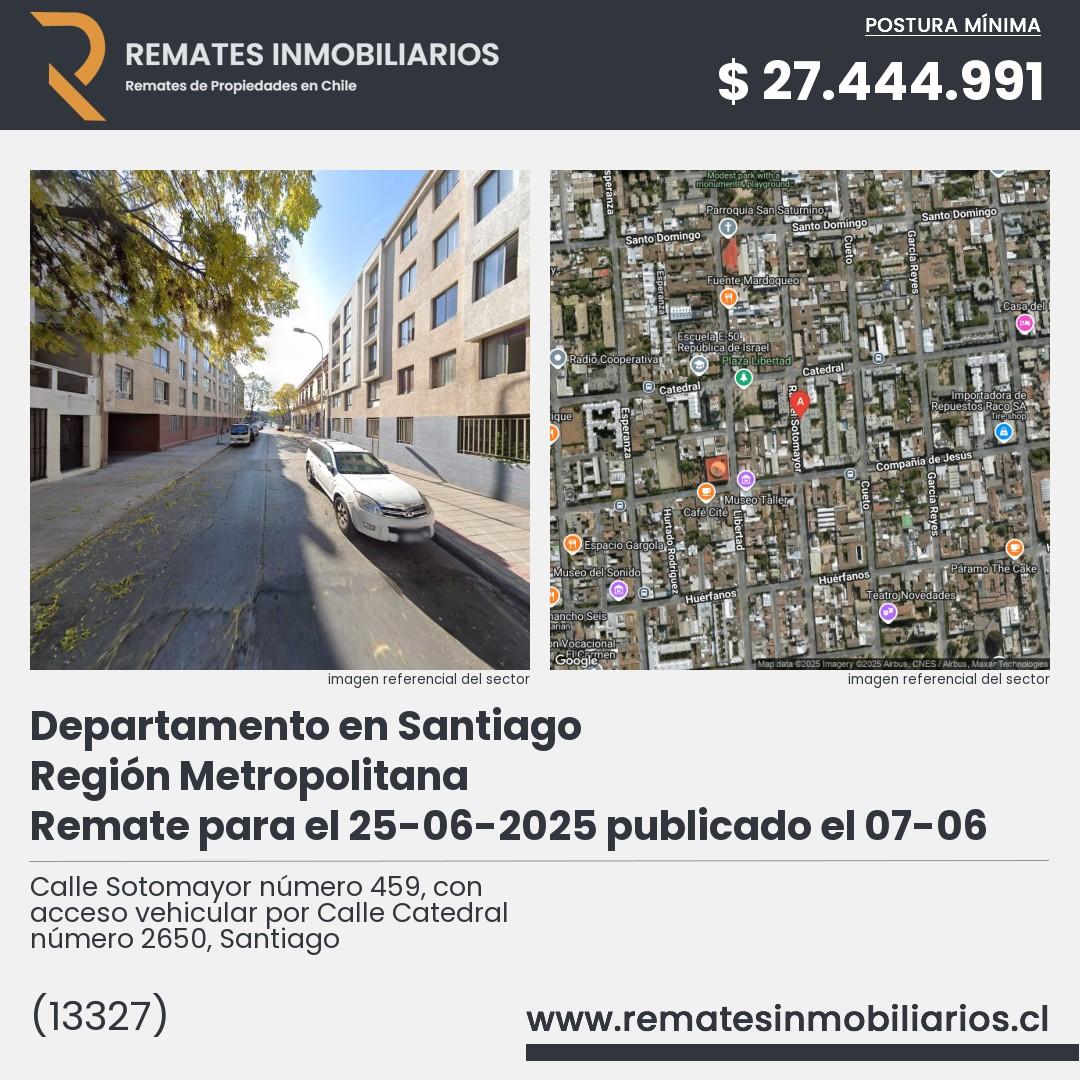 Imagen ficha Calle Sotomayor número 459, con acceso vehicular por Calle Catedral número 2650, Santiago