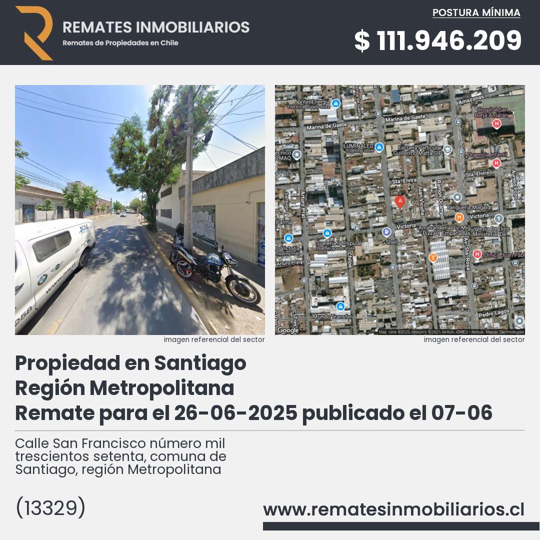 Imagen ficha Calle San Francisco número mil trescientos setenta, comuna de Santiago, región Metropolitana