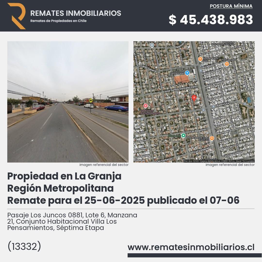 Imagen ficha Pasaje Los Juncos 0881, Lote 6, Manzana 21, Conjunto Habitacional Villa Los Pensamientos, Séptima Etapa