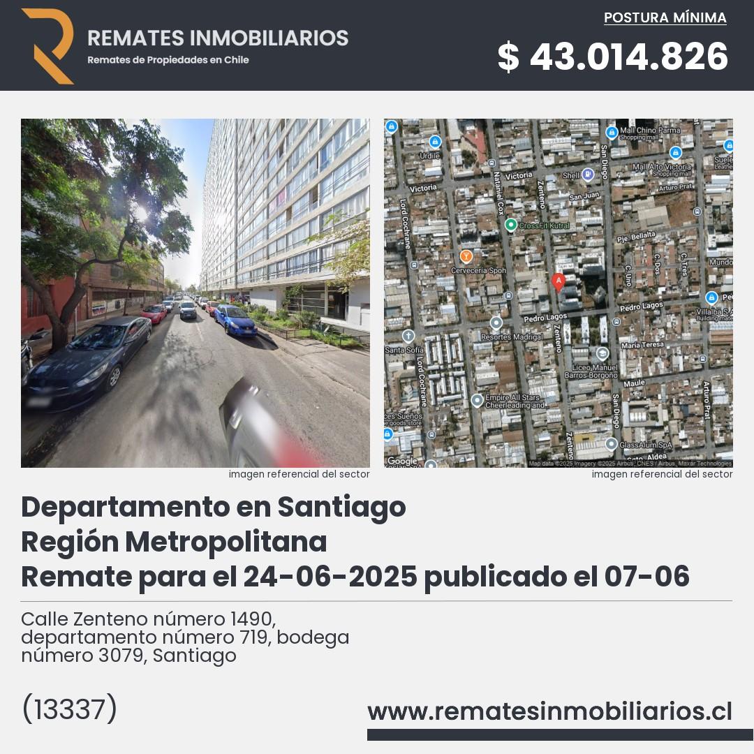 Imagen ficha Calle Zenteno número 1490, departamento número 719, bodega número 3079, Santiago