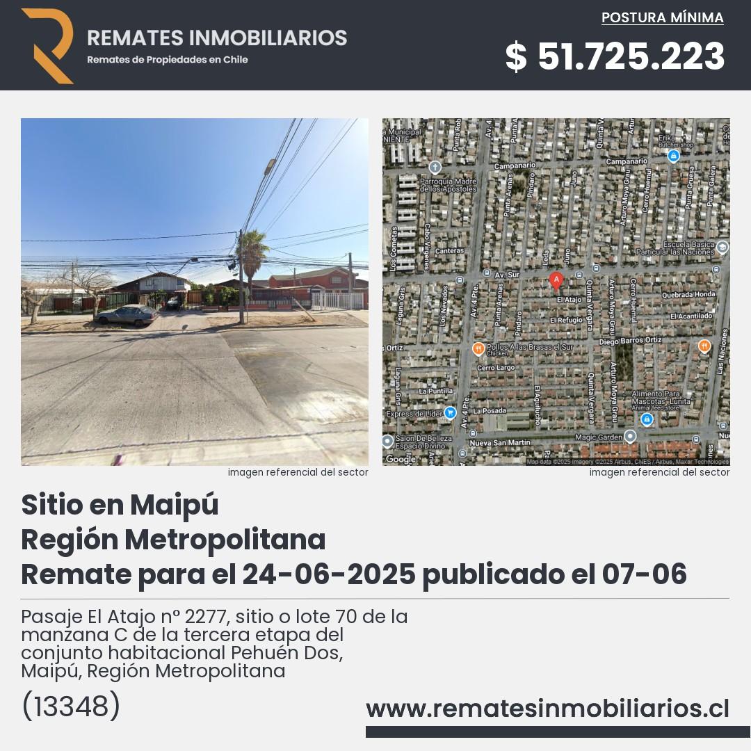 Imagen ficha Pasaje El Atajo n° 2277, sitio o lote 70 de la manzana C de la tercera etapa del conjunto habitacional Pehuén Dos, Maipú, Región Metropolitana