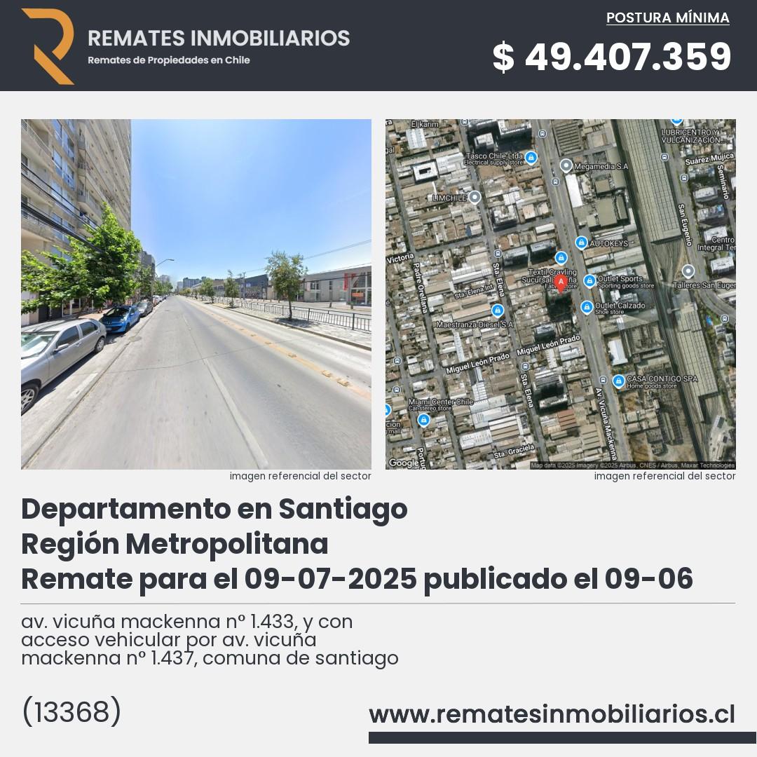 Imagen ficha av. vicuña mackenna n° 1.433, y con acceso vehicular por av. vicuña mackenna n° 1.437, comuna de santiago