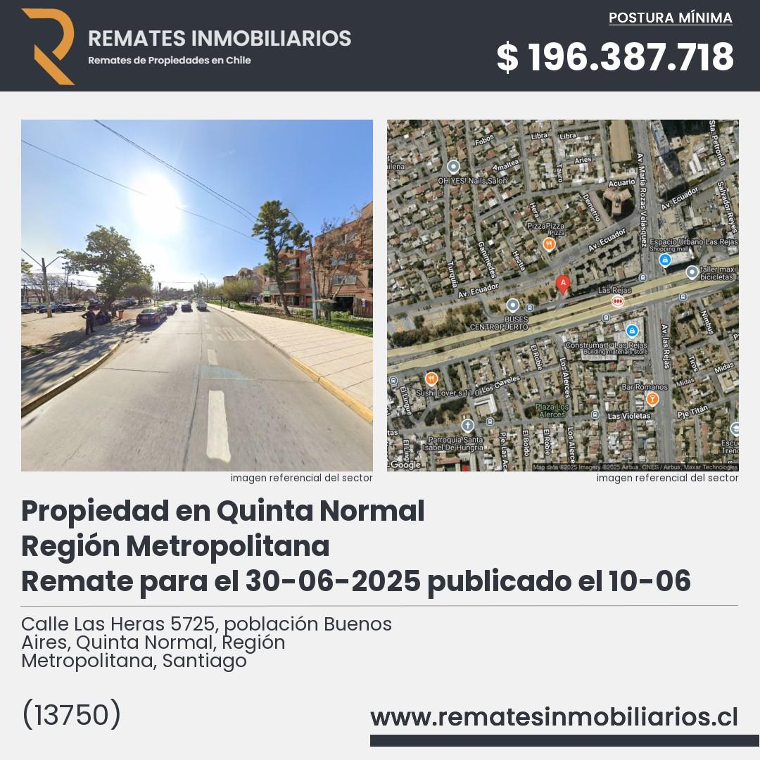 Imagen ficha Calle Las Heras 5725, población Buenos Aires, Quinta Normal, Región Metropolitana, Santiago