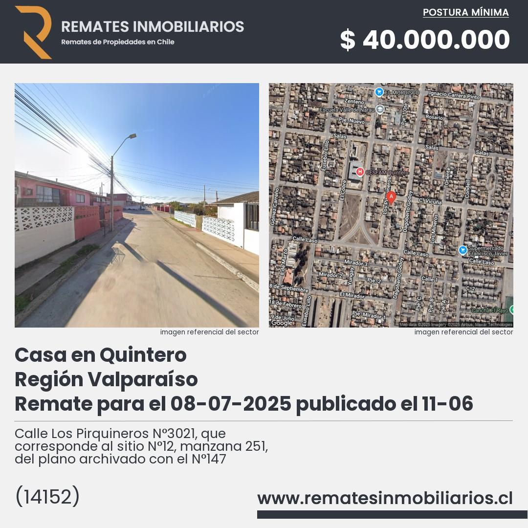 Imagen ficha Calle Los Pirquineros N°3021, que corresponde al sitio N°12, manzana 251, del plano archivado con el N°147