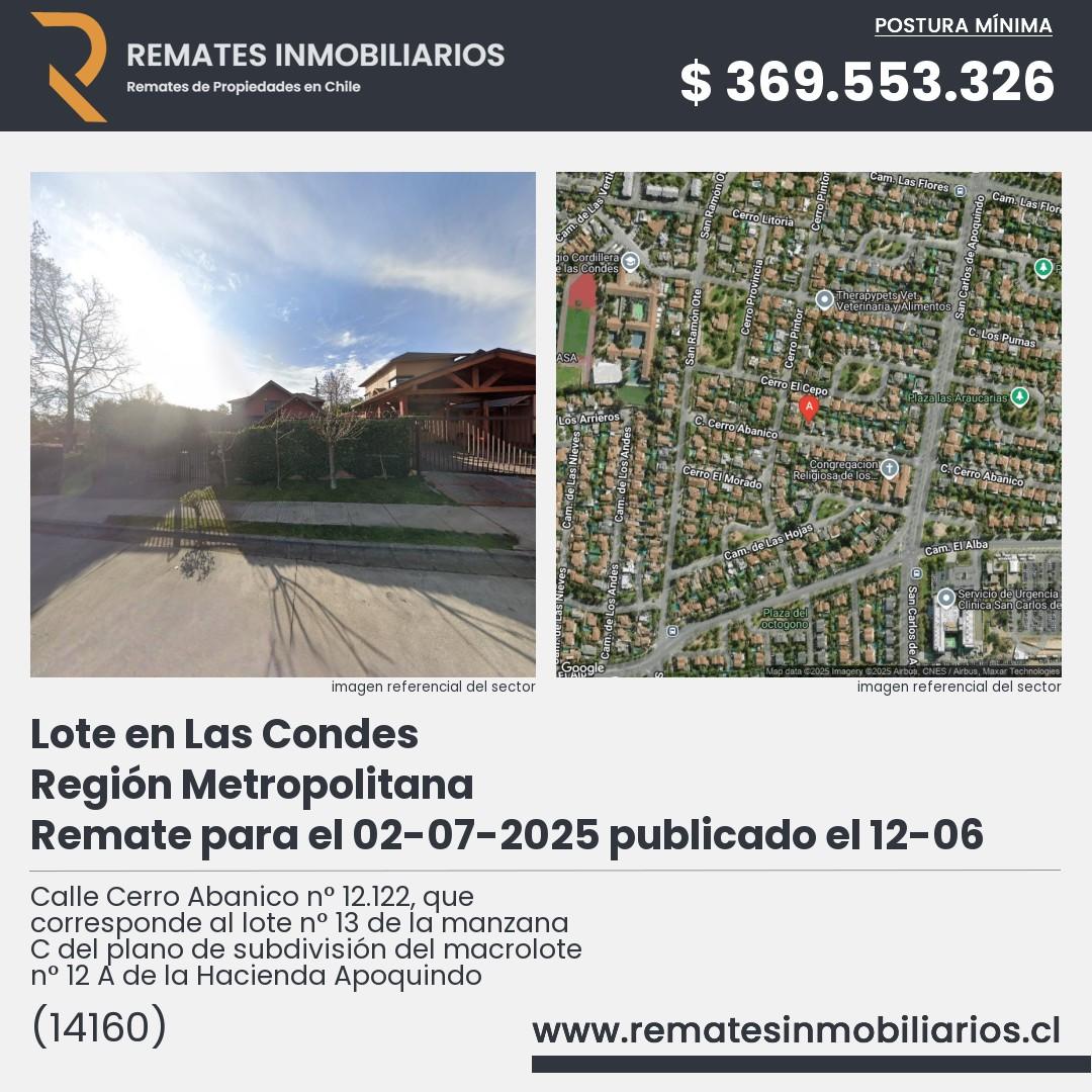 Imagen ficha Calle Cerro Abanico n° 12.122, que corresponde al lote n° 13 de la manzana C del plano de subdivisión del macrolote n° 12 A de la Hacienda Apoquindo