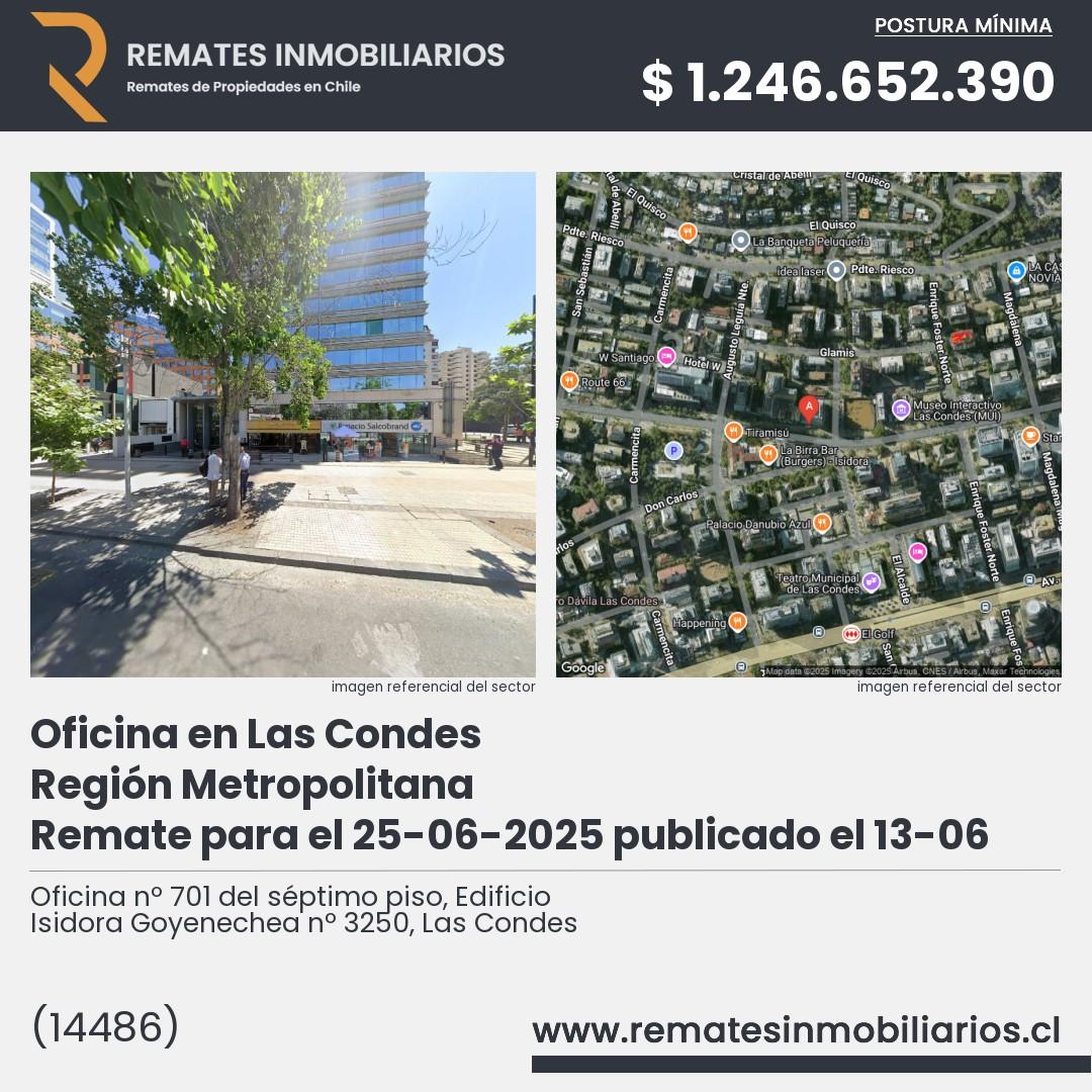 Imagen ficha Oficina nº 701 del séptimo piso, Edificio Isidora Goyenechea nº 3250, Las Condes