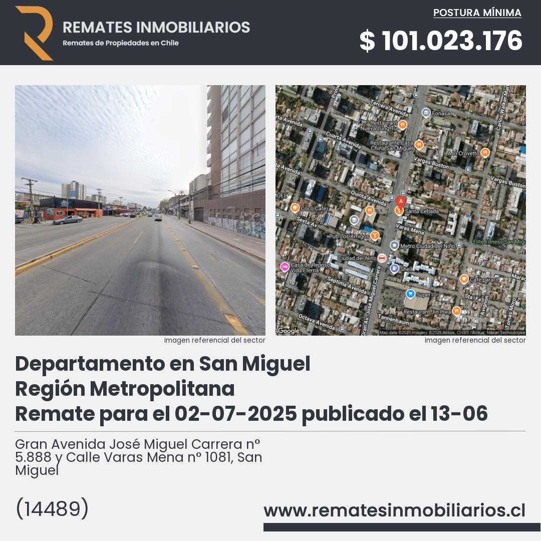 Imagen ficha Gran Avenida José Miguel Carrera n° 5.888 y Calle Varas Mena n° 1081, San Miguel