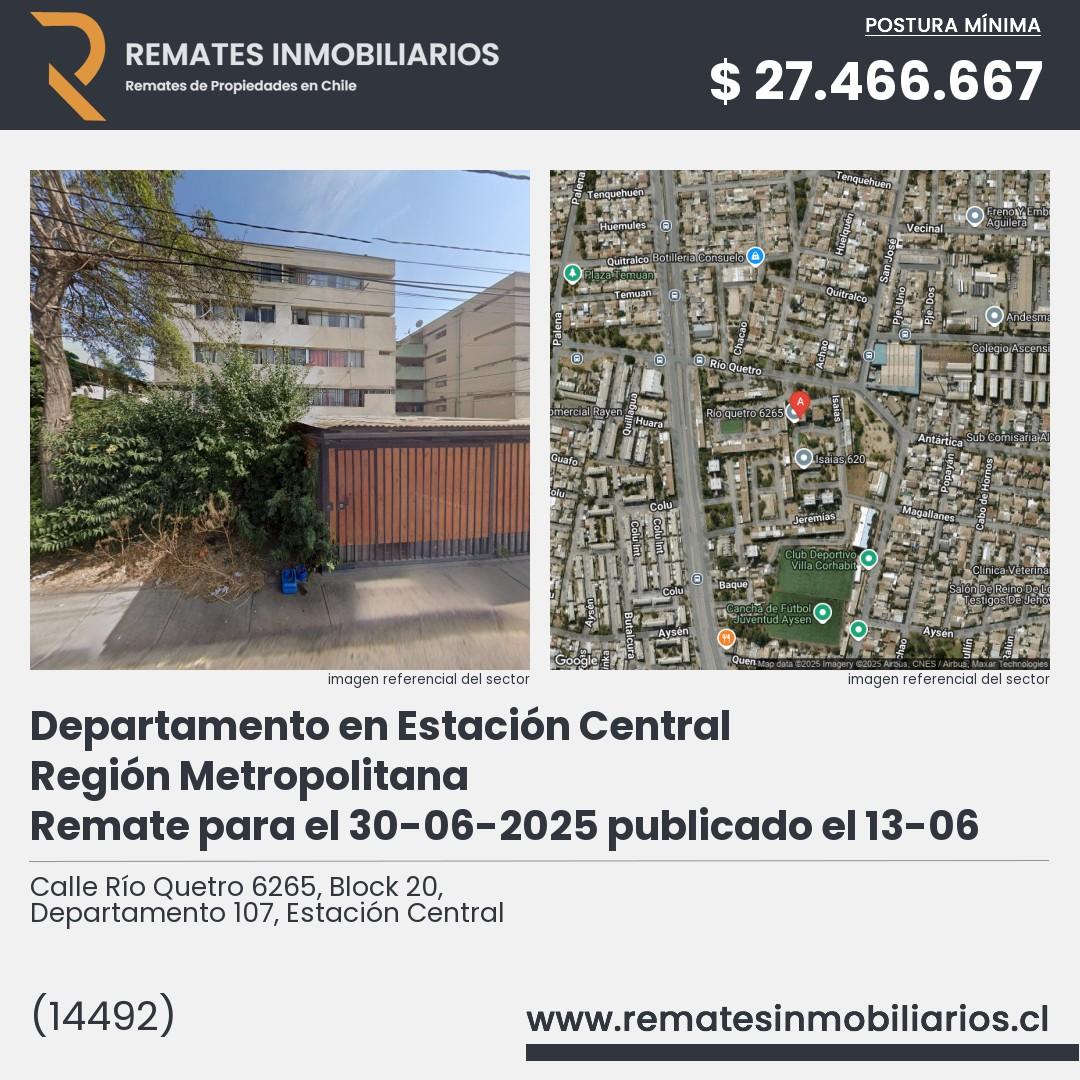Imagen ficha Calle Río Quetro 6265, Block 20, Departamento 107, Estación Central