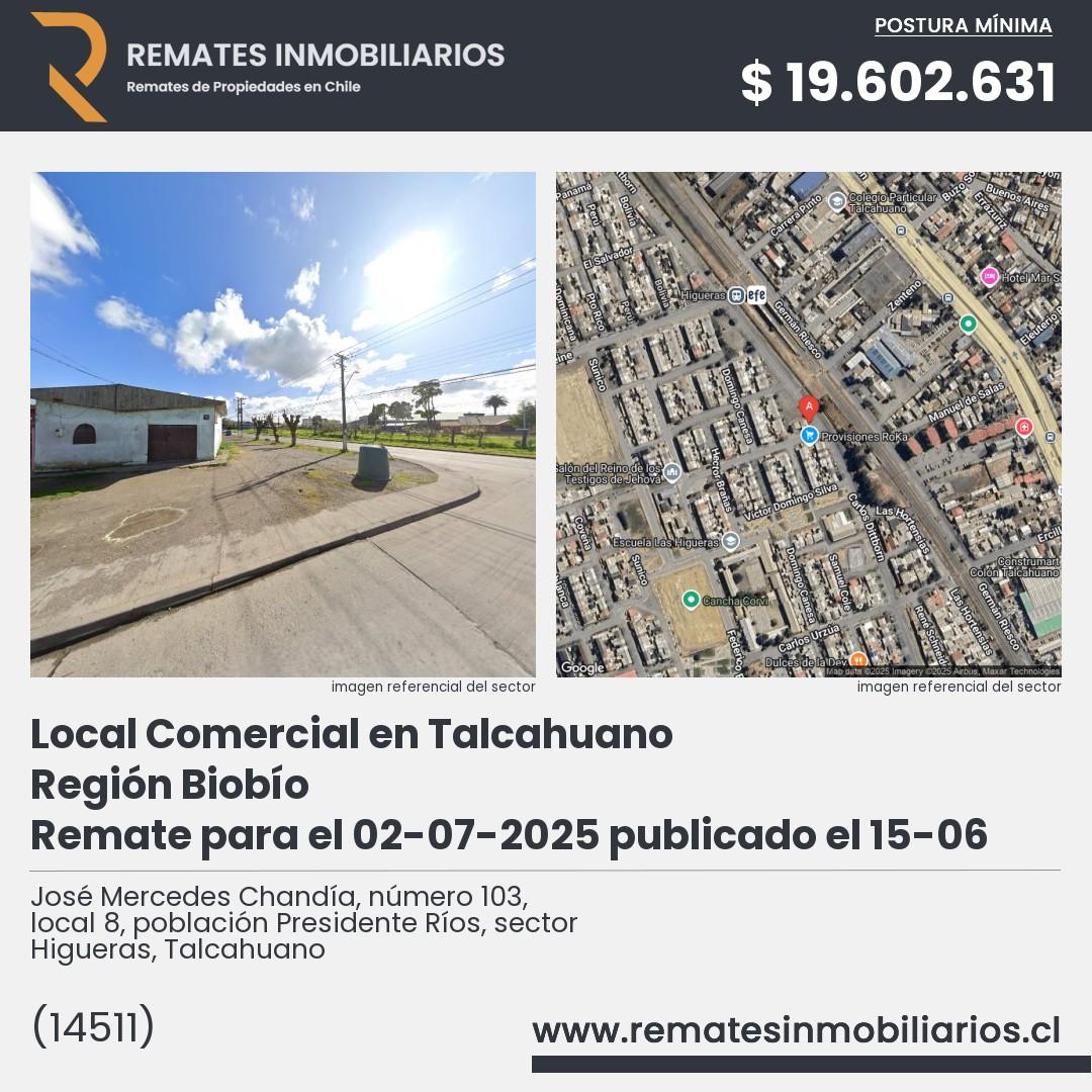 Imagen ficha José Mercedes Chandía, número 103, local 8, población Presidente Ríos, sector Higueras, Talcahuano