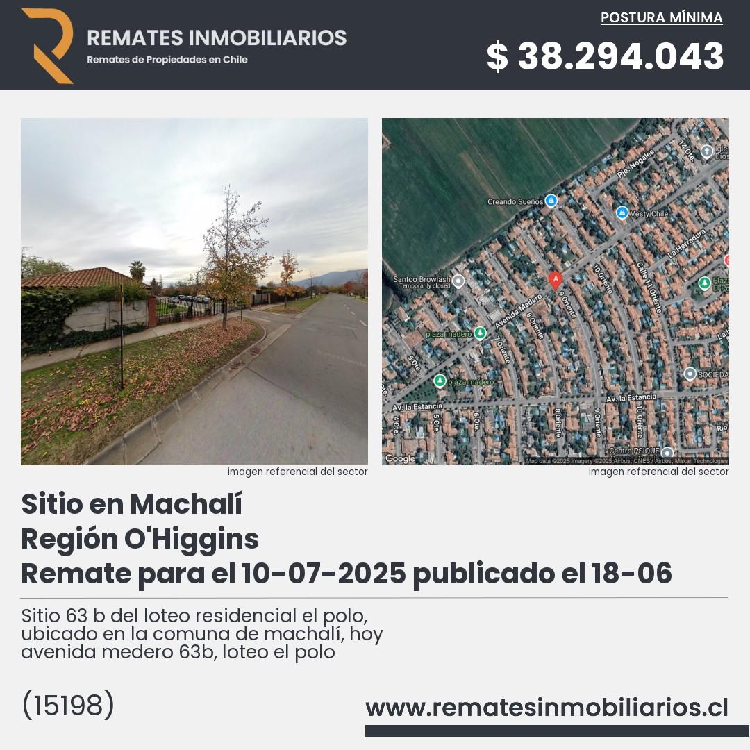 Imagen ficha Sitio 63 b del loteo residencial el polo, ubicado en la comuna de machalí, hoy avenida medero 63b, loteo el polo