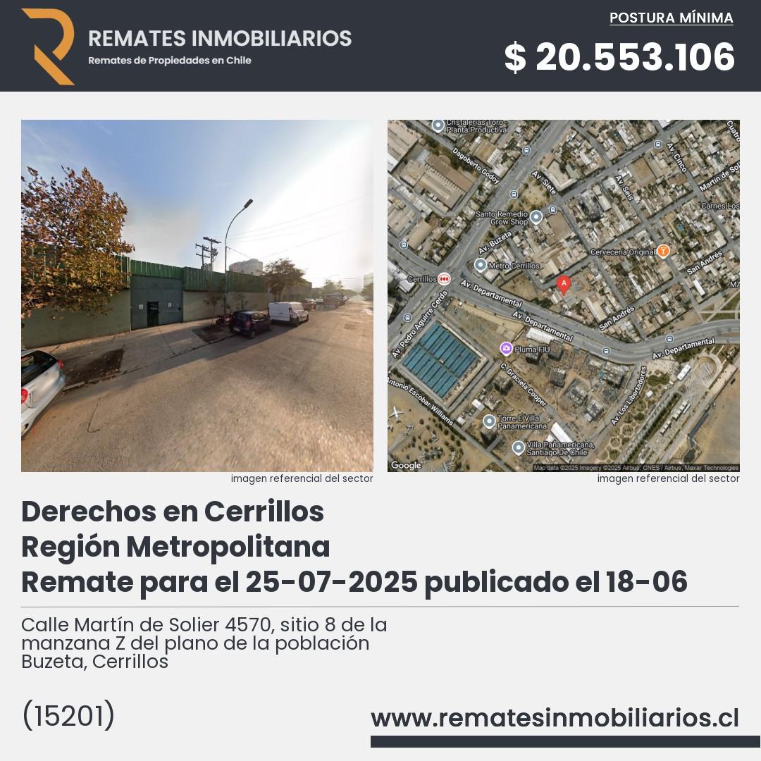 Imagen ficha Calle Martín de Solier 4570, sitio 8 de la manzana Z del plano de la población Buzeta, Cerrillos