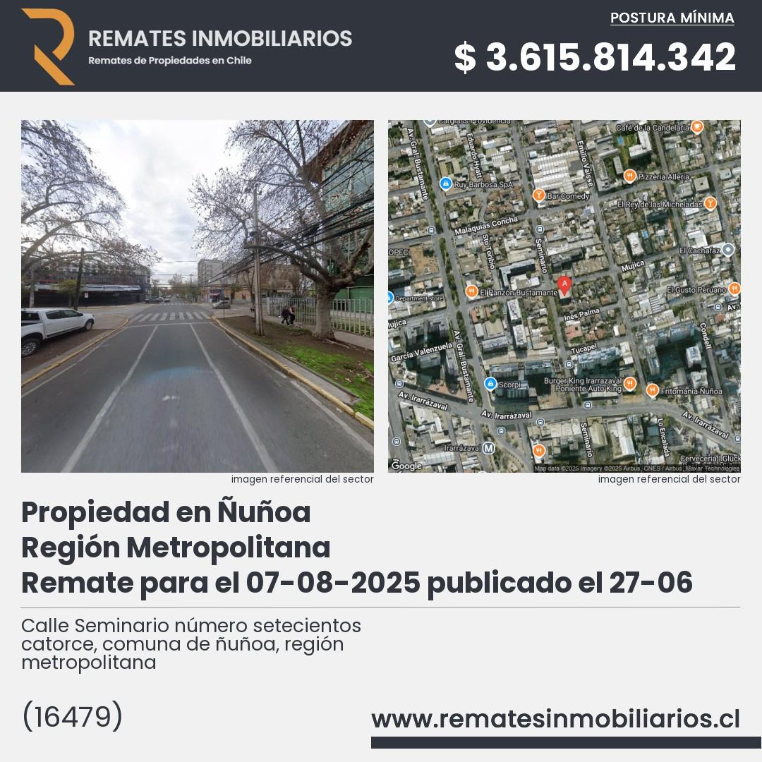 Imagen ficha Calle Seminario número setecientos catorce, comuna de ñuñoa, región metropolitana