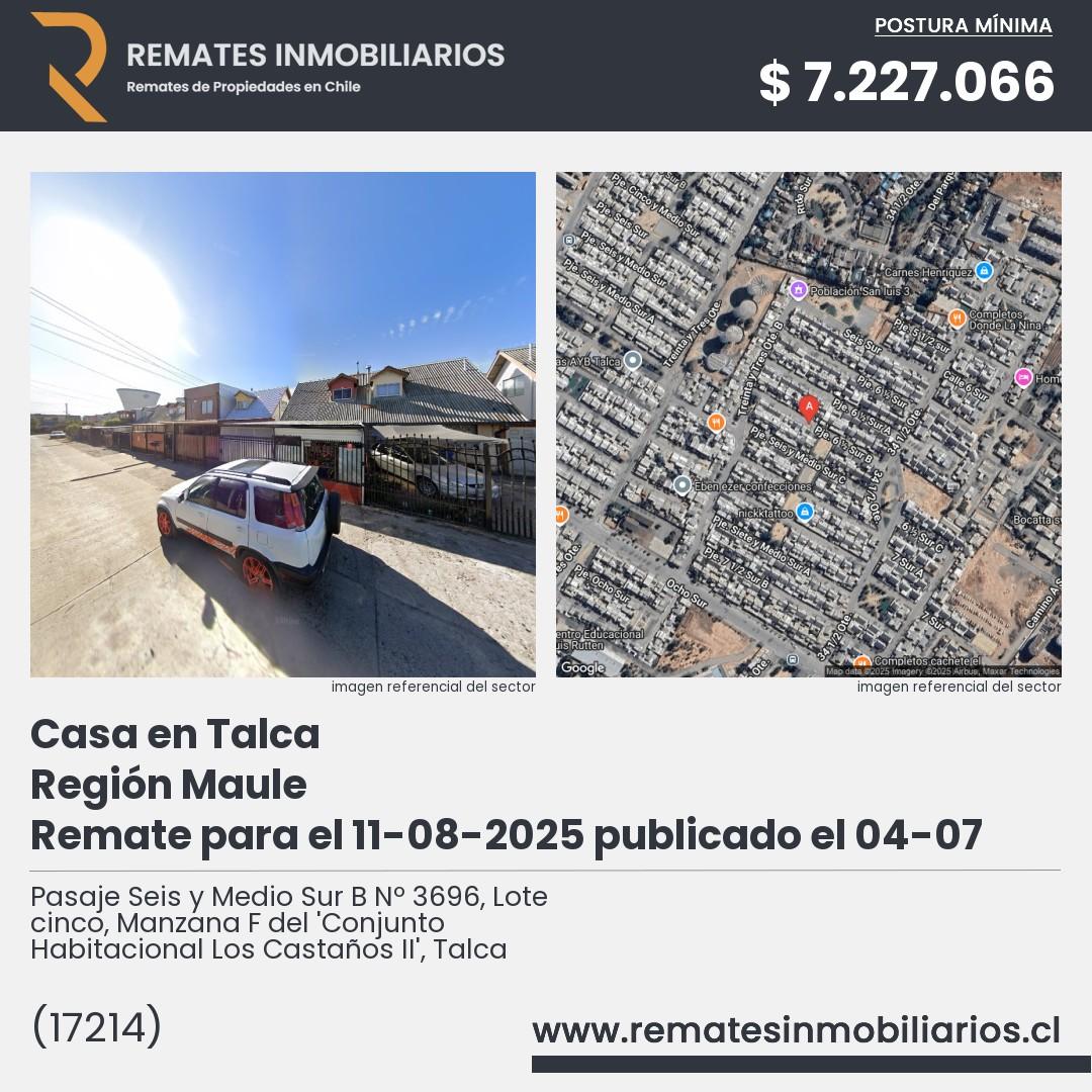 Imagen ficha Pasaje Seis y Medio Sur B Nº 3696, Lote cinco, Manzana F del 