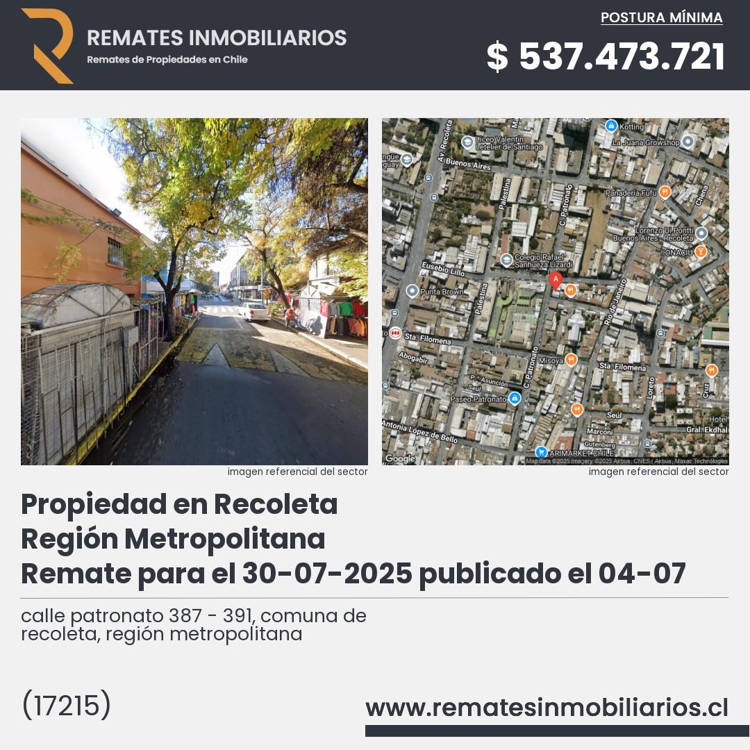 Imagen ficha calle patronato 387 - 391, comuna de recoleta, región metropolitana