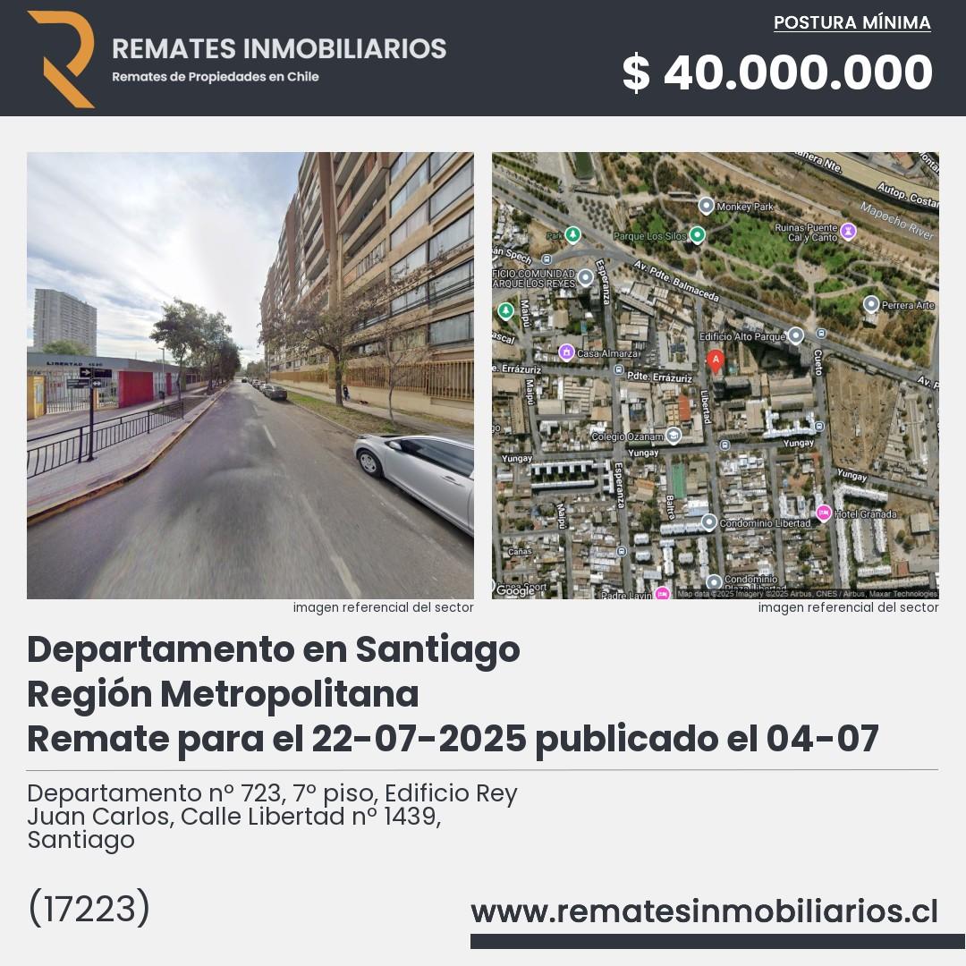 Imagen ficha Departamento nº 723, 7º piso, Edificio Rey Juan Carlos, Calle Libertad nº 1439, Santiago