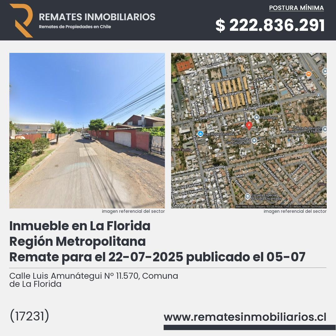 Imagen ficha Calle Luis Amunátegui Nº 11.570, Comuna de La Florida