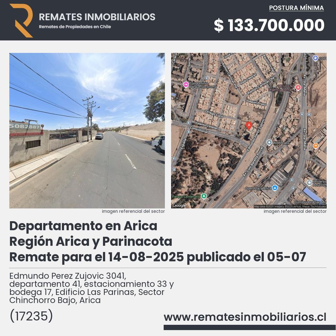 Imagen ficha Edmundo Perez Zujovic 3041, departamento 41, estacionamiento 33 y bodega 17, Edificio Las Parinas, Sector Chinchorro Bajo, Arica