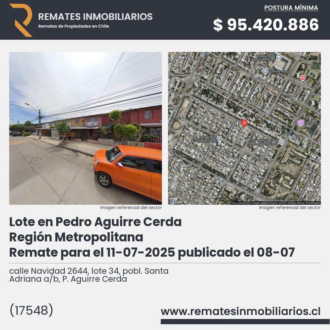 Imagen ficha calle Navidad 2644, lote 34, pobl. Santa Adriana a/b, P. Aguirre Cerda