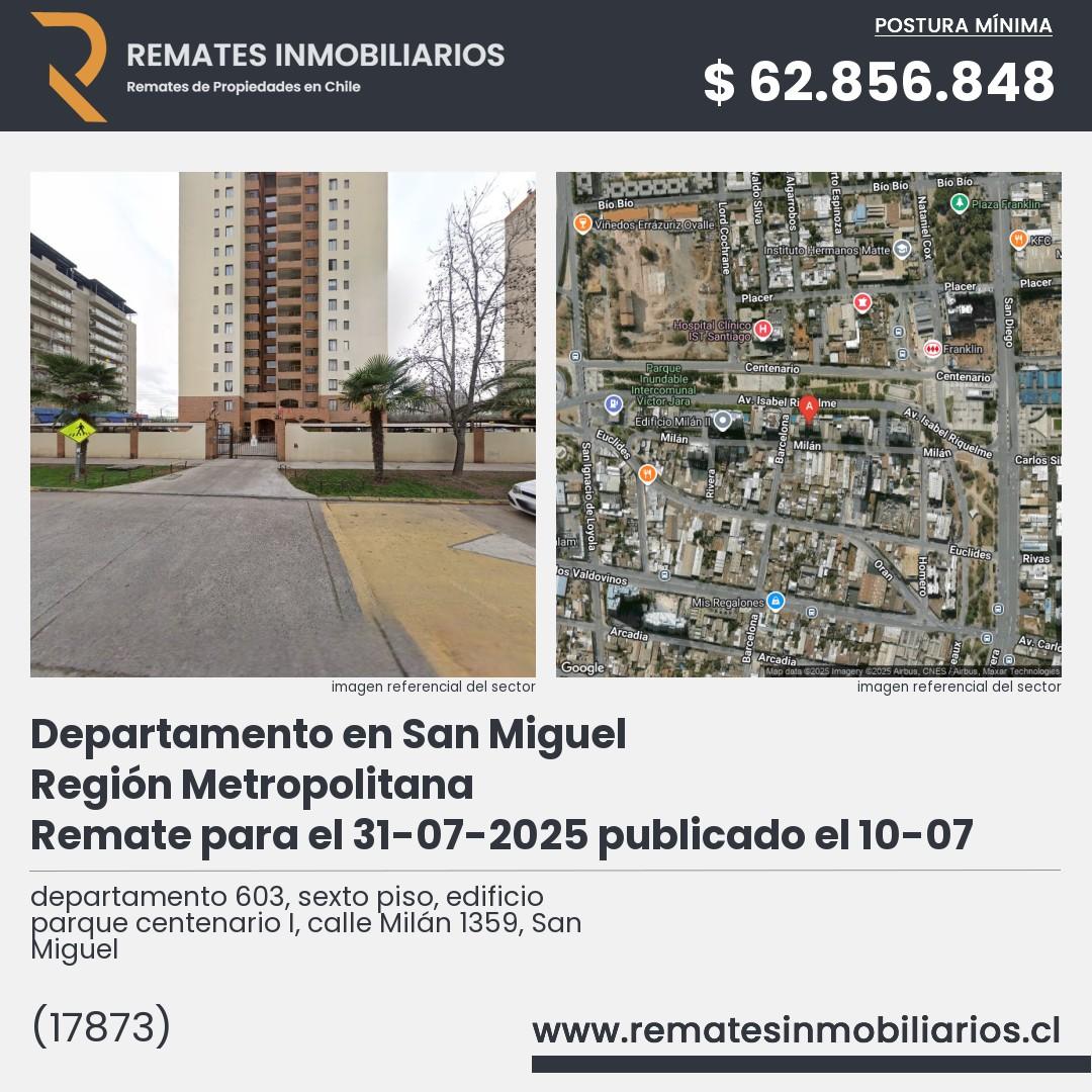 Imagen ficha departamento 603, sexto piso, edificio parque centenario I, calle Milán 1359, San Miguel