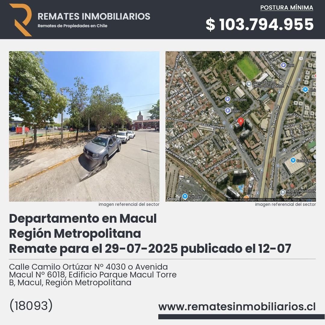 Imagen ficha Calle Camilo Ortúzar Nº 4030 o Avenida Macul Nº 6018, Edificio Parque Macul Torre B, Macul, Región Metropolitana