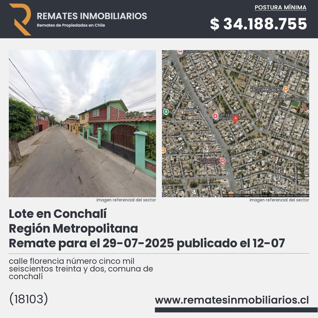Imagen ficha calle florencia número cinco mil seiscientos treinta y dos, comuna de conchalí