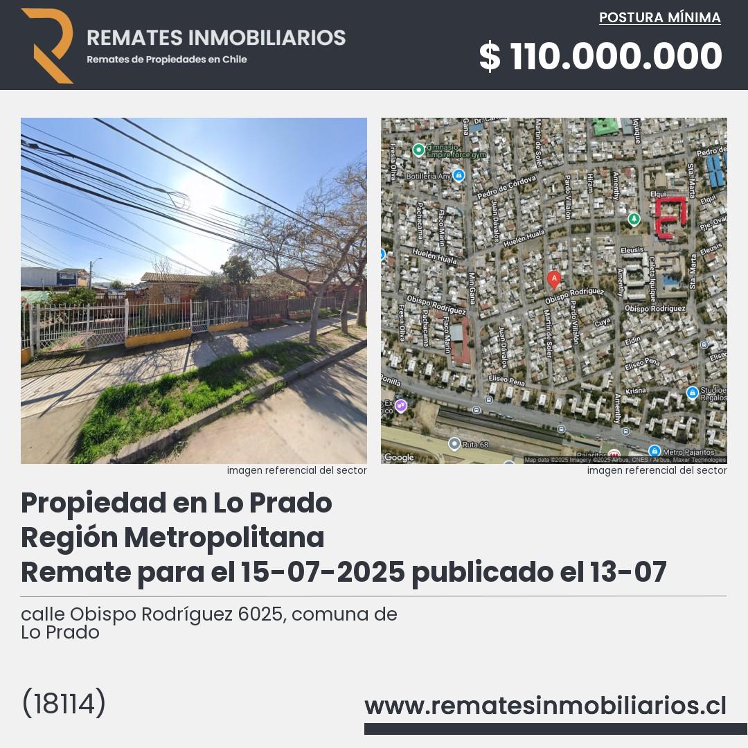 Imagen ficha calle Obispo Rodríguez 6025, comuna de Lo Prado
