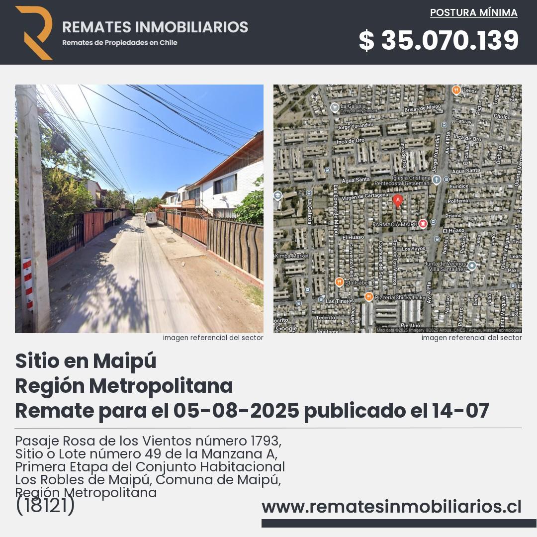 Imagen ficha Pasaje Rosa de los Vientos número 1793, Sitio o Lote número 49 de la Manzana A, Primera Etapa del Conjunto Habitacional Los Robles de Maipú, Comuna de Maipú, Región Metropolitana