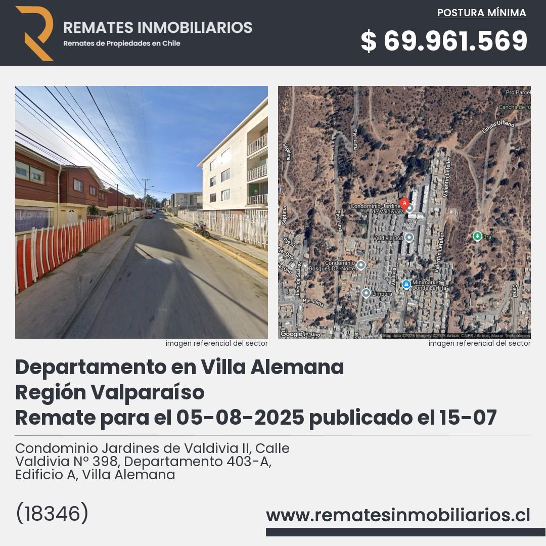 Imagen ficha Condominio Jardines de Valdivia II, Calle Valdivia Nº 398, Departamento 403-A, Edificio A, Villa Alemana