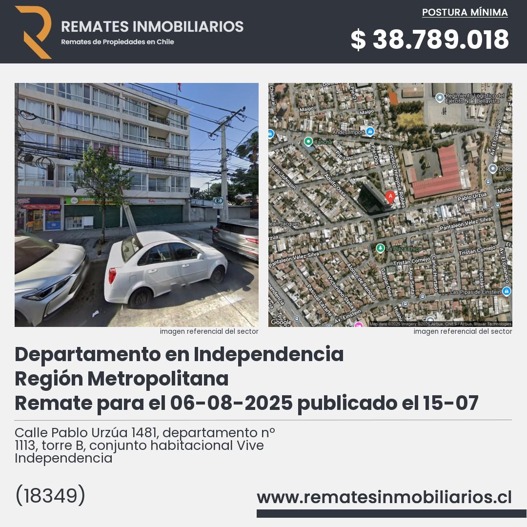 Imagen ficha Calle Pablo Urzúa 1481, departamento nº 1113, torre B, conjunto habitacional Vive Independencia